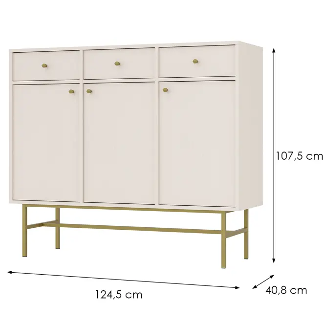 Komód Tokyo 3  3F 3S bézs homok 827,3