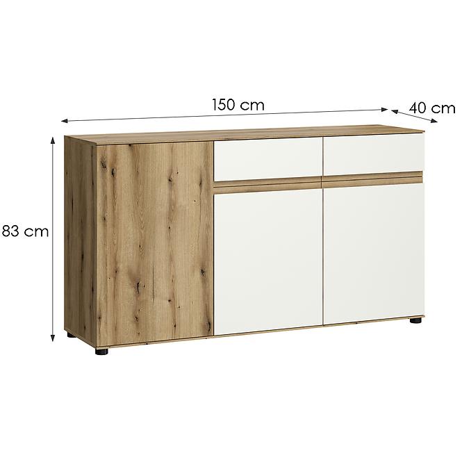 Komód Camino 3D2S CMNK 02 tölgy evoke+fehér platina