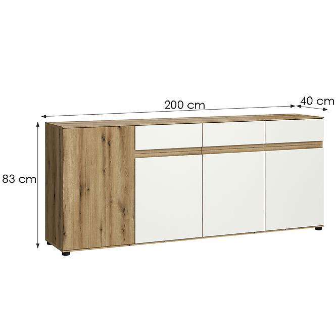 Komód Camino 4D3S CMNK 03 tölgy evoke+fehér platina