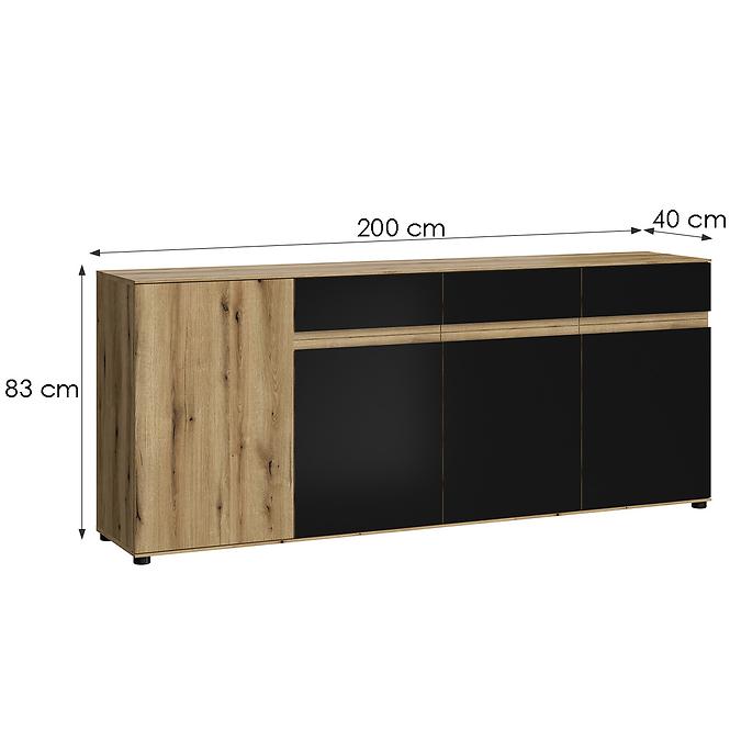 Komód Camino 4D3S CMNK 03 tölgy evoke+bársony feketét