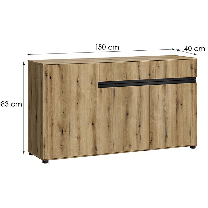 Komód Camino 3D2S CMNK 02 tölgy evoke+tölgy evoke+ob.fekete
