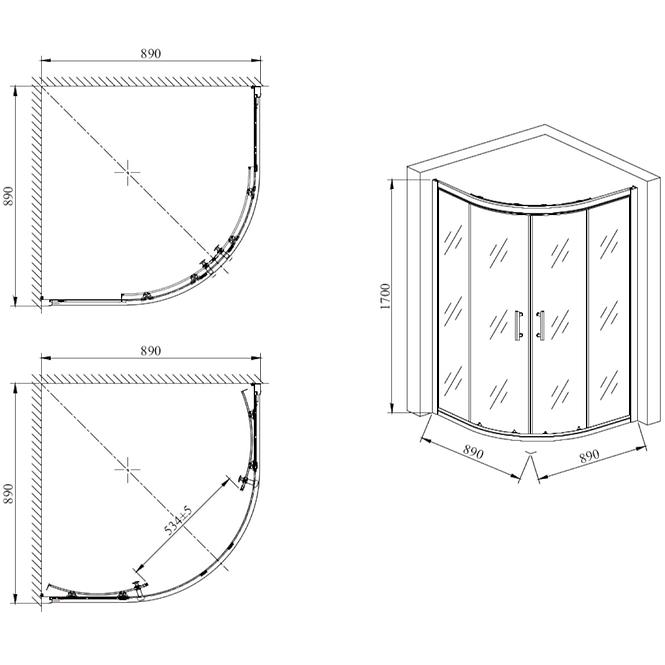 Zuhanykabin A1900w 90/170 ring