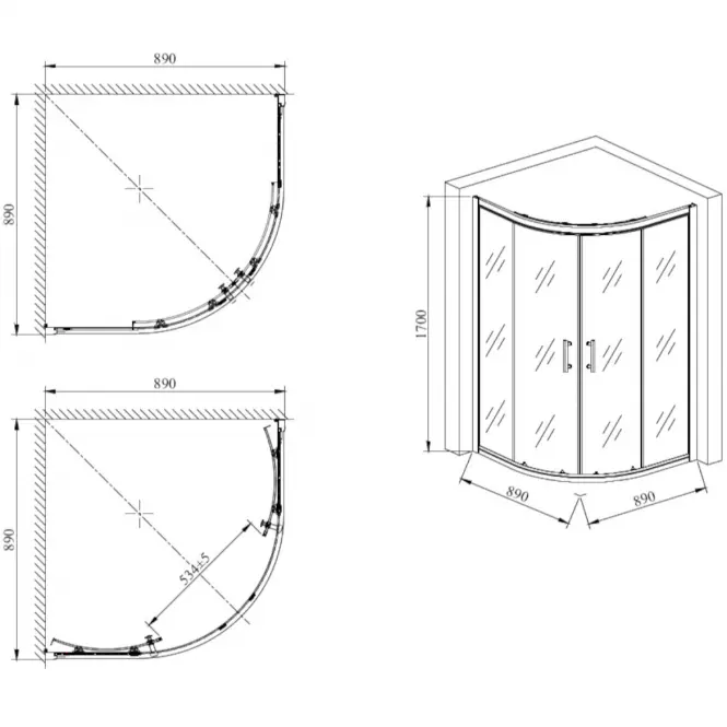 Zuhanykabin A1900w 90/170 ring,6