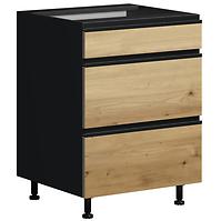 Konyhaszekrény Industry D60 3SZ METALBOX fekete/artisan