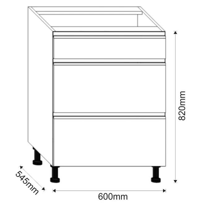 Konyhaszekrény Industry D60 3SZ METALBOX fekete/artisan