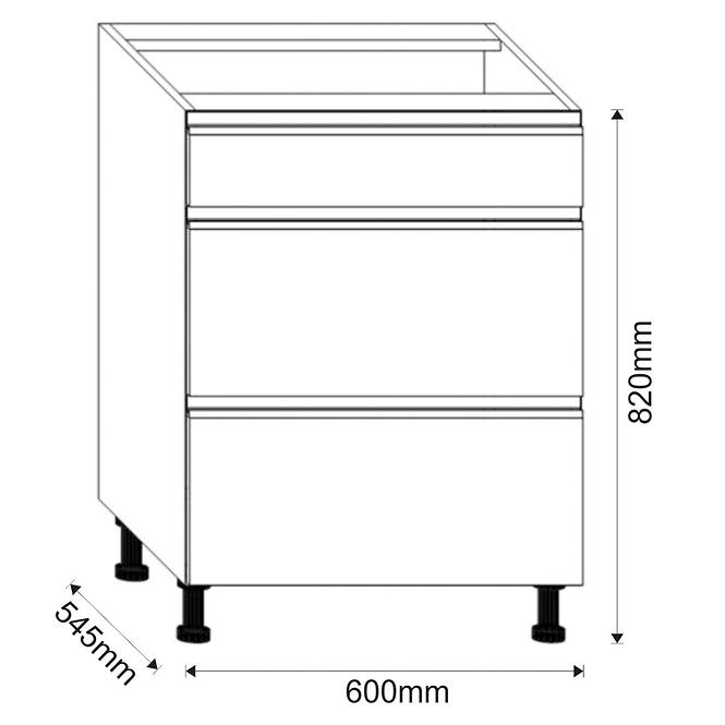 Konyhaszekrény Industry D60 3SZ METALBOX fekete/artisan