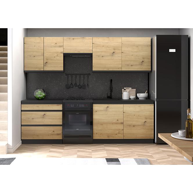 Konyhaszekrény Industry D60 3SZ METALBOX fekete/artisan