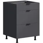 Konyhaszekrény LOFT II D60 3SZ METALBOX grafit