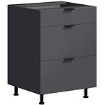 Konyhaszekrény LOFT II D60 3SZ METALBOX grafit