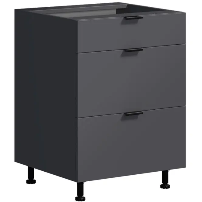 Konyhaszekrény LOFT II D60 3SZ METALBOX grafit