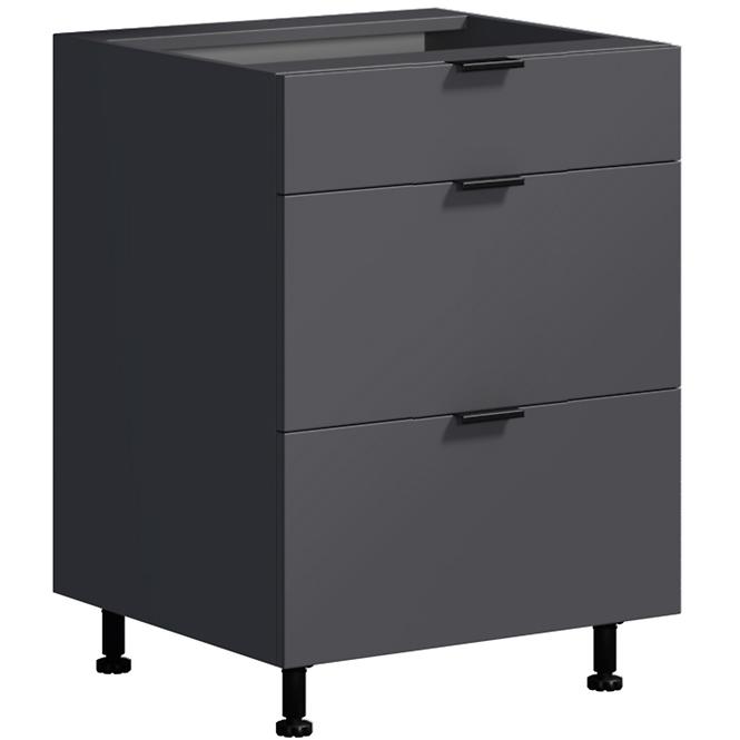 Konyhaszekrény LOFT II D60 3SZ METALBOX grafit