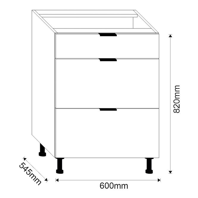 Konyhaszekrény LOFT II D60 3SZ METALBOX grafit,3