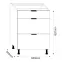 Konyhaszekrény LOFT II D60 3SZ METALBOX grafit,3