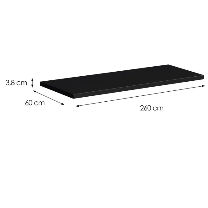 Konyhai munkalap Industry  260 cm fekete