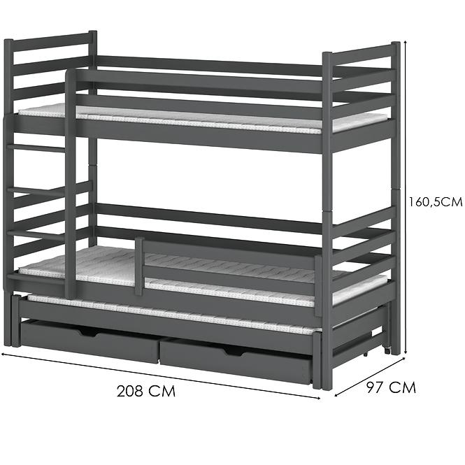 Ágy – Emeletes Luk 90x200 graphite