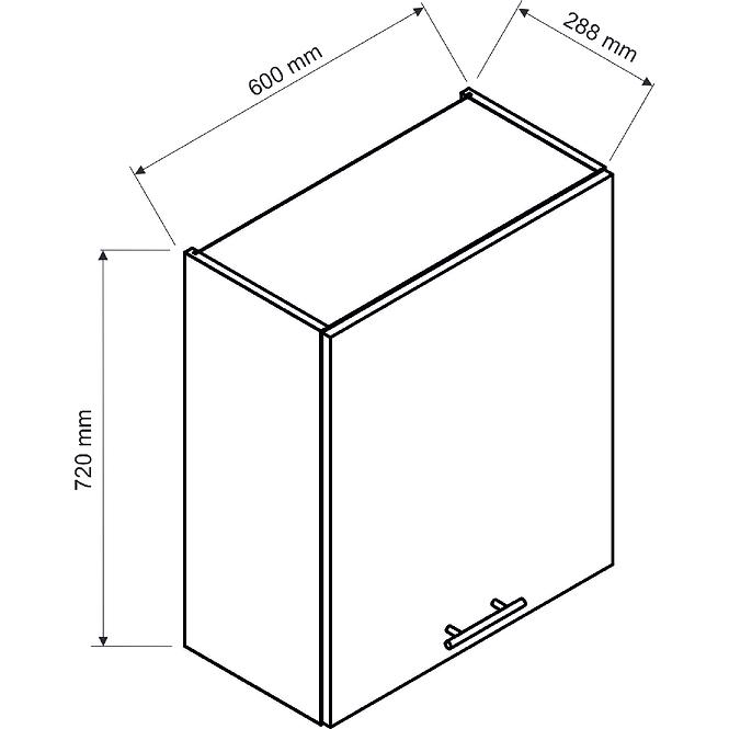 Konyhaszekrény Anika W60 P/L grafit/grafit