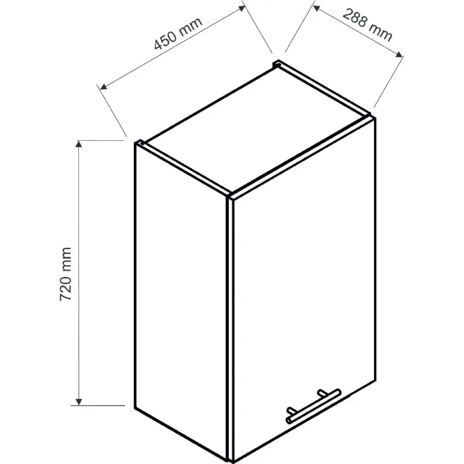 Konyhaszekrény Anika W45 P/L grafit/grafit