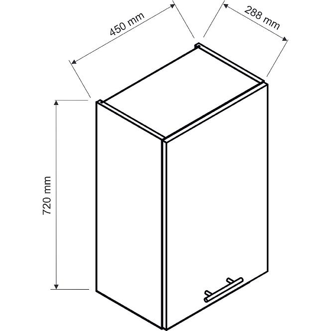 Konyhaszekrény Anika W45 P/L grafit/grafit