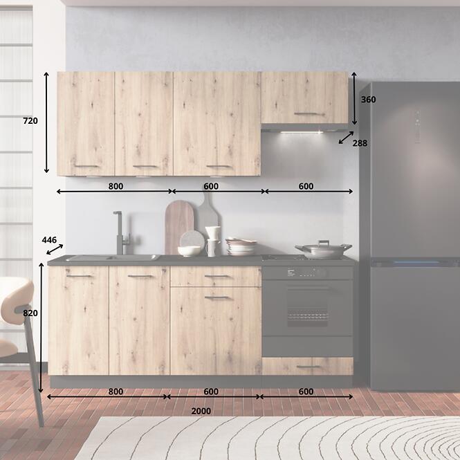 Konyhabútor Anika 200 artisan/grafit,4