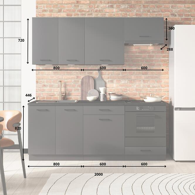 Konyhabútor Anika 200 grafit/grafit,4