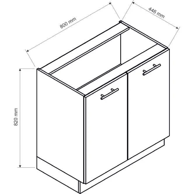 Konyhaszekrény Anika D80 grafit/grafit