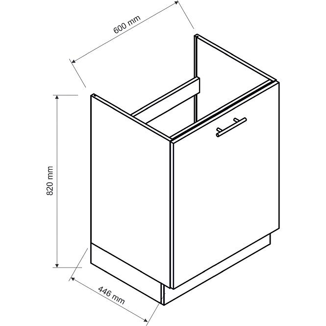 Konyhaszekrény Anika D60ZL P/L grafit/grafit