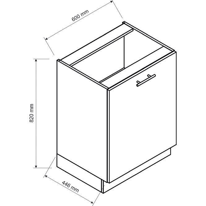Konyhaszekrény Anika D60 P/L grafit/grafit