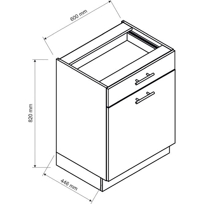 Konyhaszekrény Anika D60S/1 P/L grafit/grafit