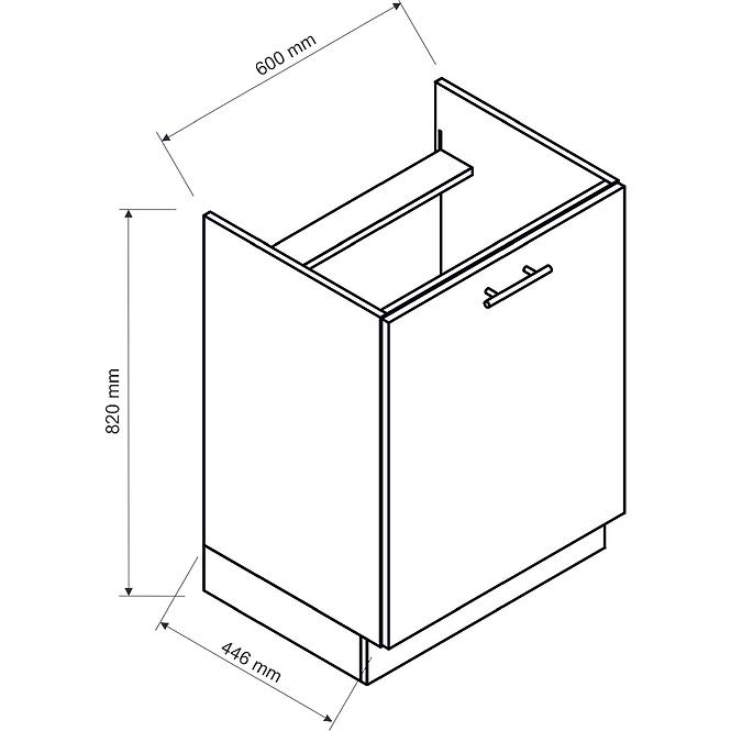 Konyhaszekrény Anika D60 PC P/L grafit/grafit