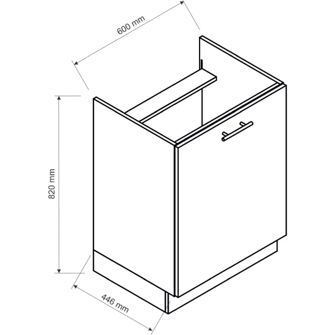 Konyhaszekrény Anika D60 PC P/L grafit/grafit,2