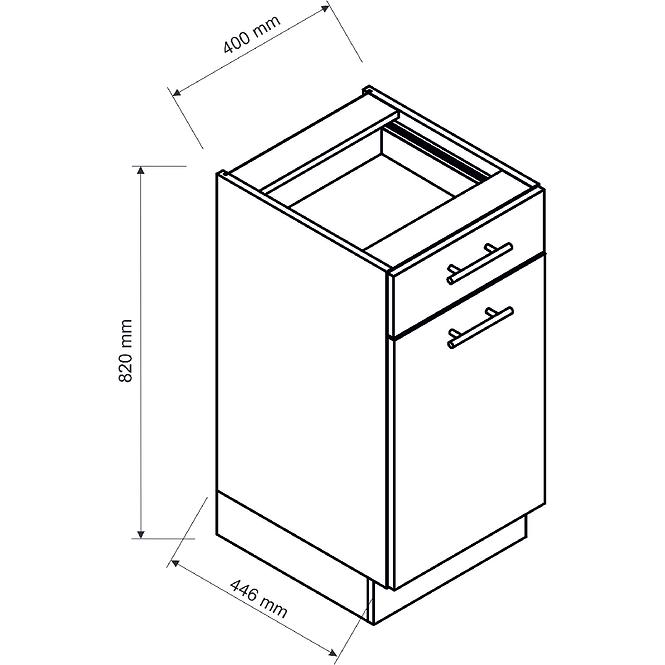 Konyhaszekrény Anika D40S/1 P/L grafit/grafit
