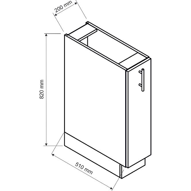 Konyhaszekrény Anika D20 Cargo + Kuka grafit/grafit