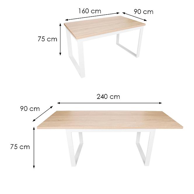 Asztal Iris ST-29 160x90+2x40 sonoma/fehér