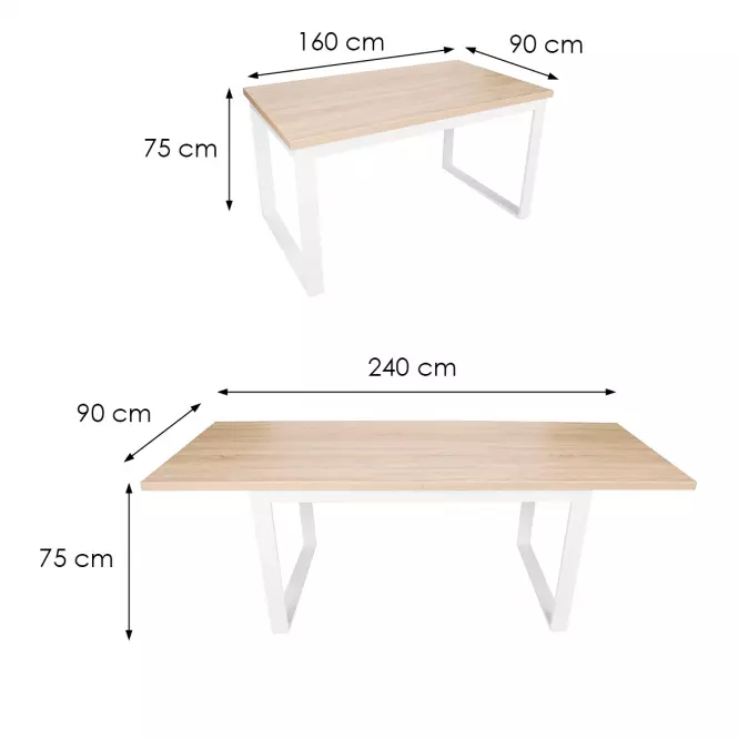 Asztal Iris ST-29 160x90+2x40 sonoma/fehér,2