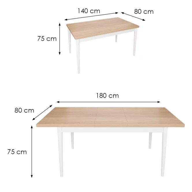 Asztal ST-05 140x80+40 cm sonoma/fehér