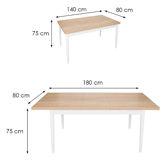 Asztal ST-05 140x80+40 cm sonoma/fehér