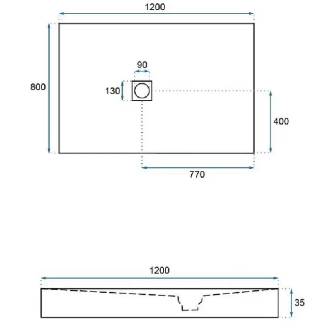 Téglalap alakú zuhanytálca Rock Rea K4583 grey 80x120,2