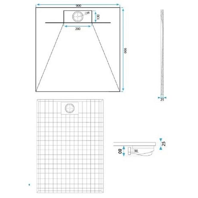 Négyzet alakú zuhanytálca Bazalt black 90x90