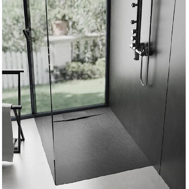 Négyzet alakú zuhanytálca Bazalt black 90x90