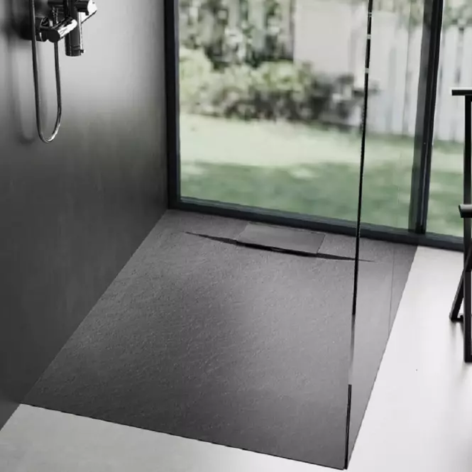 Négyzet alakú zuhanytálca Bazalt black 90x90,6
