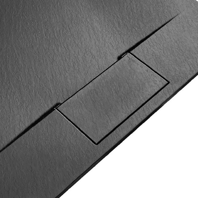 Téglalap alakú zuhanytálca Bazalt Long black 80x100