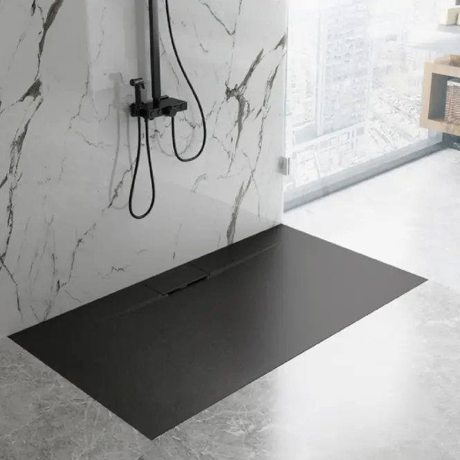 Téglalap alakú zuhanytálca Bazalt Long black 90x120