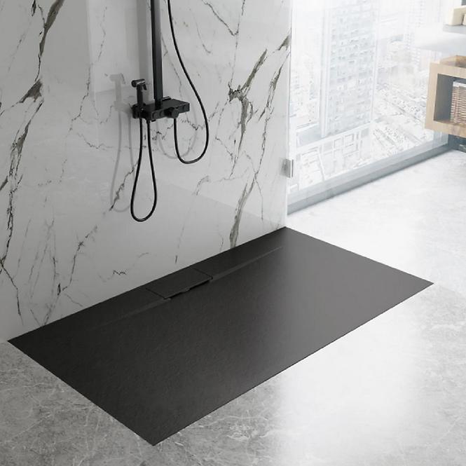 Téglalap alakú zuhanytálca Bazalt Long black 90x120
