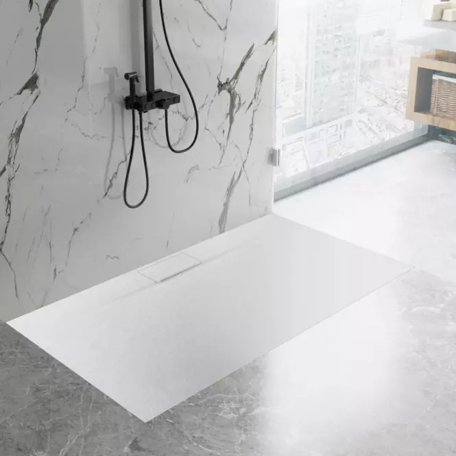Téglalap alakú zuhanytálca Bazalt Long white 80x120
