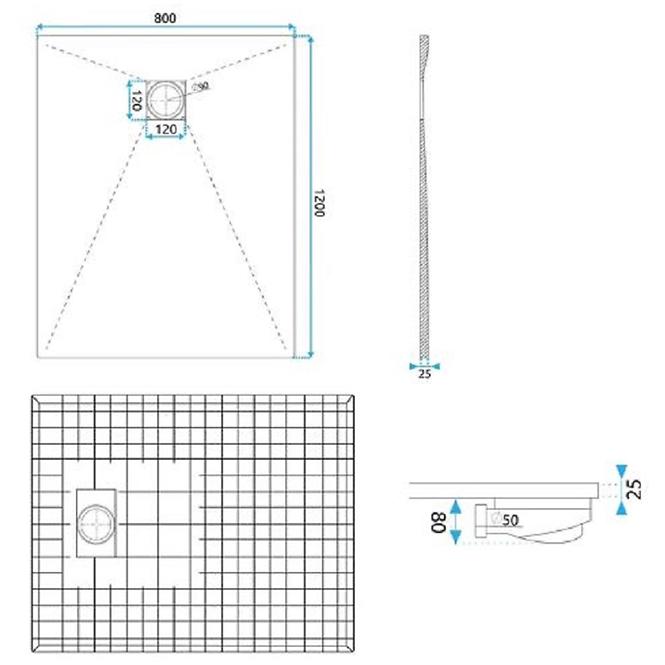 Téglalap alakú zuhanytálca Magnum white 80x120