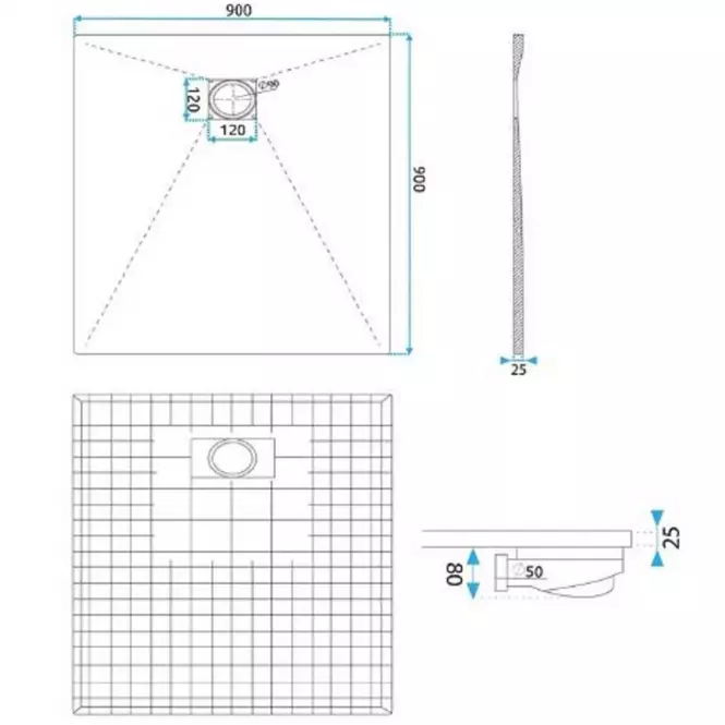 Téglalap alakú zuhanytálca Magnum white 80x100,2