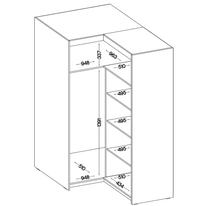 Szekrény Elena 2D Sarok fehér