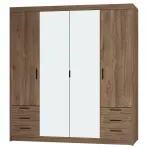 Szekrény Elena 4D 6S tölgy lefkas/tükör
