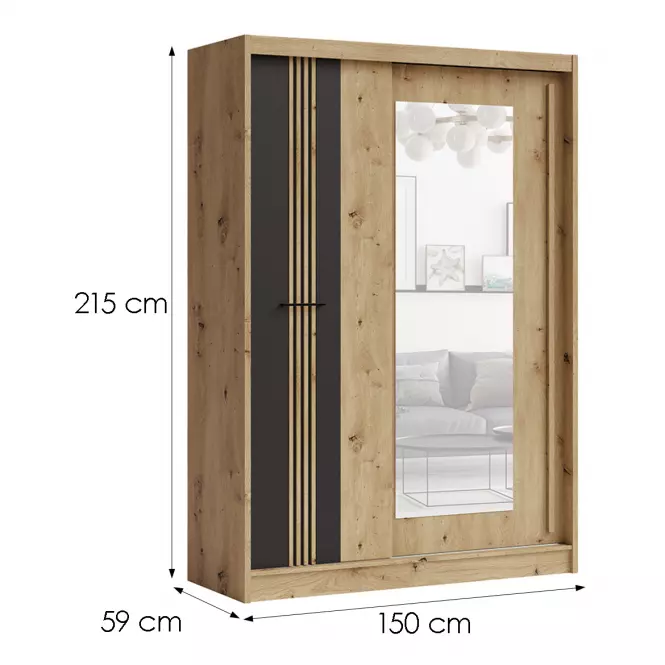 Szekrény Molto ML-150 artisan/fekete