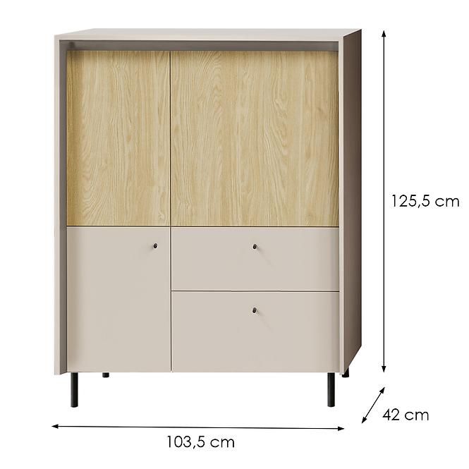 Komód Malta MA1 3D2S bézs/tölgy,2